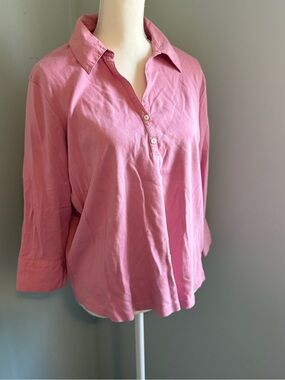 Jones New York sport.  3/4 sleeve, pink button down top.